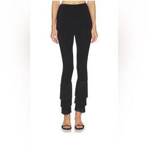 Norma Kamali Black Layered Fringe Leggings